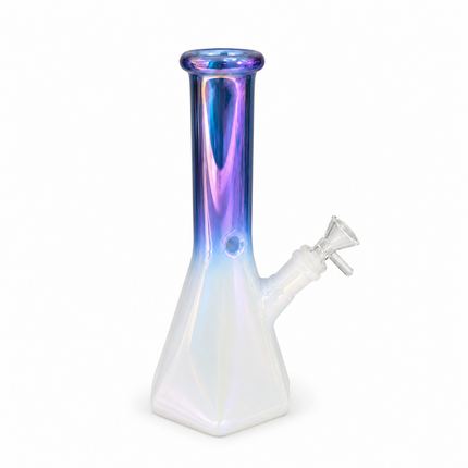 Blueberry Purple Chrome Hexagon Glass Water Pipe Ice Catcher 14mm Bowl 10.5 inch