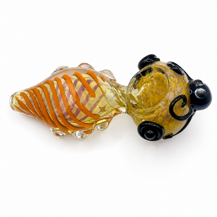 Octopus Invasion Golden Sun Coil High Quality Glass Hand Pipe 4.5 Inch