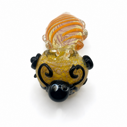 Octopus Invasion Golden Sun Coil High Quality Glass Hand Pipe 4.5 Inch