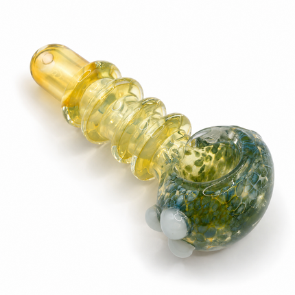 Yellow Moss Grip Glass Spoon Pipe 4 Inch Green Yellow Hand Pipe
