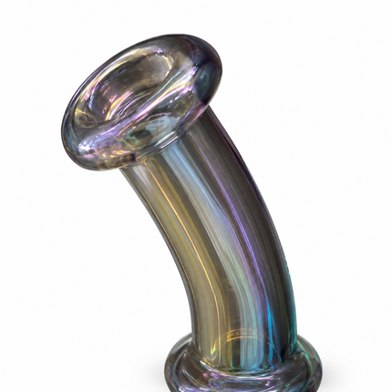 Midnight Prism Chrome Bent Neck Glass Water Pipe Internal Percolator 8 inc