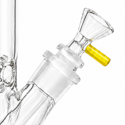 Yellow Accent Straight Tube Glass Water Pipe Ice Catcher Downstem 10 inch