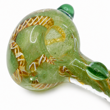 [2PC Bundle] 4 Inch Dragon Coil Glass Hand Pipe Raised Jewel Swirl Design