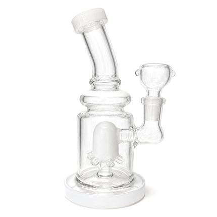 White Accent Glass Water Pipe Clear Multi-Arm Percolator 7.5 inch