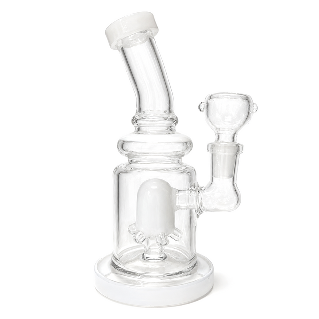 White Accent Glass Water Pipe Clear Multi-Arm Percolator 7.5 inch