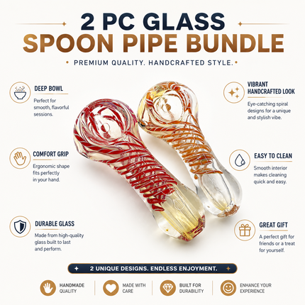 [2PC Bundle] Candy Cane Amber Spiral Handcraft Glass Pipes 3 inch