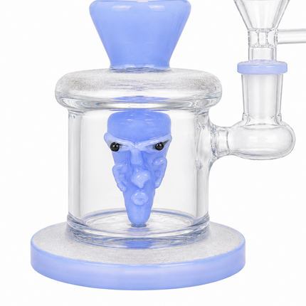 Light Blue Goblin Face Percolator Glass Water Pipe 14mm 7 inch