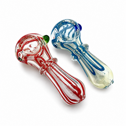 [2PC Bundle] Ruby Ocean Stream Handcraft Glass Pipes 3 inch