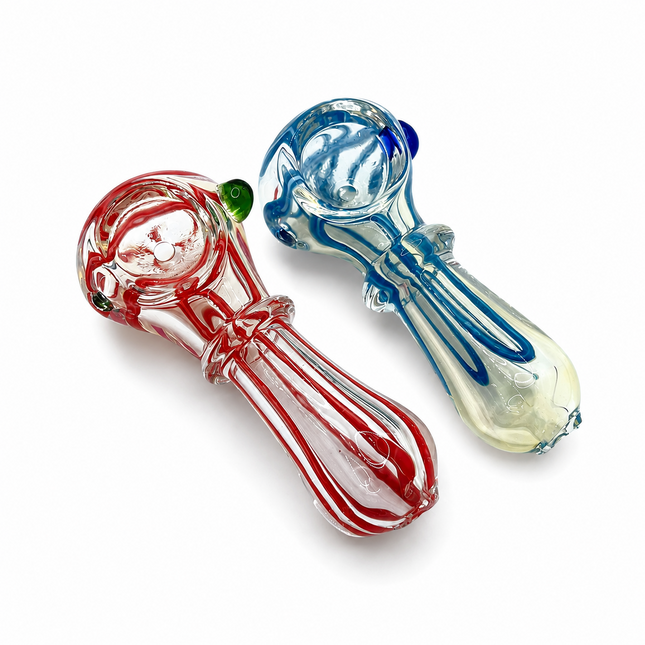 [2PC Bundle] Ruby Ocean Stream Handcraft Glass Pipes 3 inch