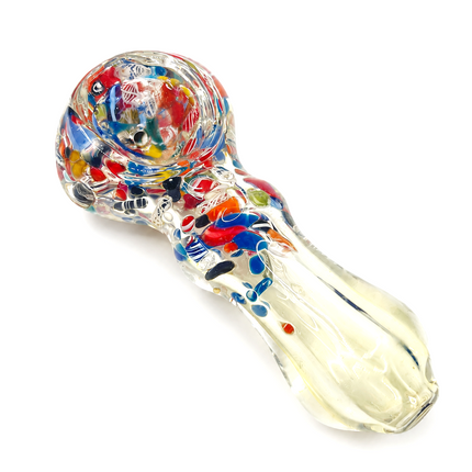 Carnival Splash Mini Glass Spoon Pipe with Multicolor Confetti - 3–3.5 Inch
