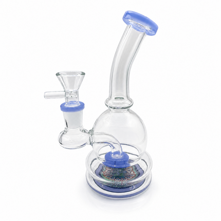 Celestial Mandala Blue Sphere Glass Bong Disc Percolator 14mm Bowl 7 Inch