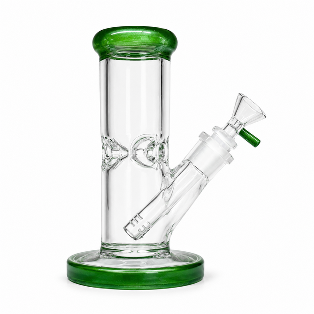 Dark Green Accent Straight Tube Glass Water Pipe Ice Catcher Downstem 10 inch