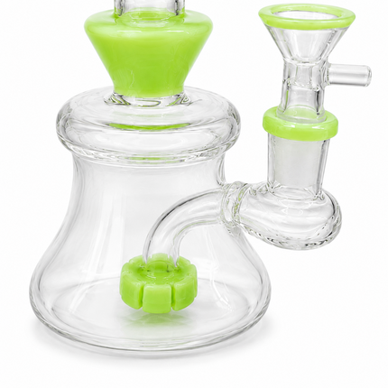 Milky Green Disc Percolator Glass Water Pipe 14mm Bowl 7 inch