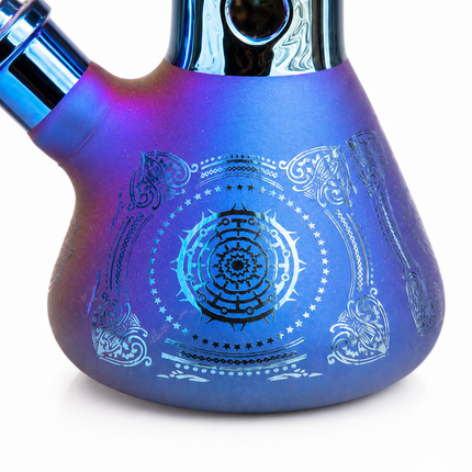 Nebula Mandala Blue Purple Chrome Ice Catcher Glass Water Pipe 14mm - 10 Inch