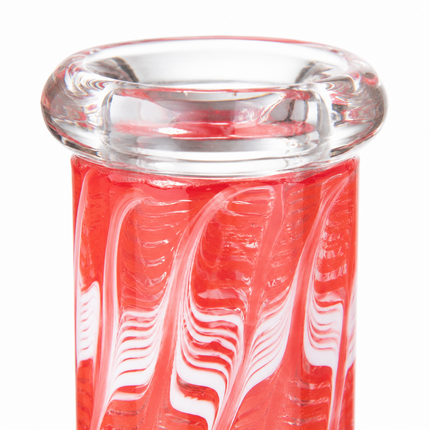 Crimson Flame Red 10-Inch Ice Catcher Glass Water Pipe with Bowl