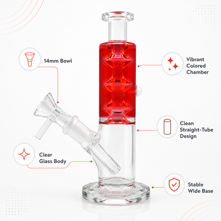 Red Glycerin Freezer Liquid Glass Bong – 7 Inch with Cooling Chamber