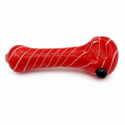 Candy Red Spiral Glass Spoon Pipe with Black Accent – 4.5 Inch Hand Pipe