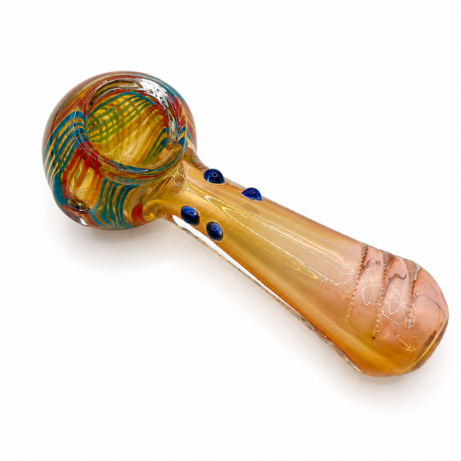 Autumn Ember Swirl Swirl Thick Glass Spoon Hand Pipe - 4.5 Inch