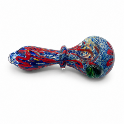 Crimson Reef Handcraft Glass Pipe Red Blue Art Glass 4-4.5 inch