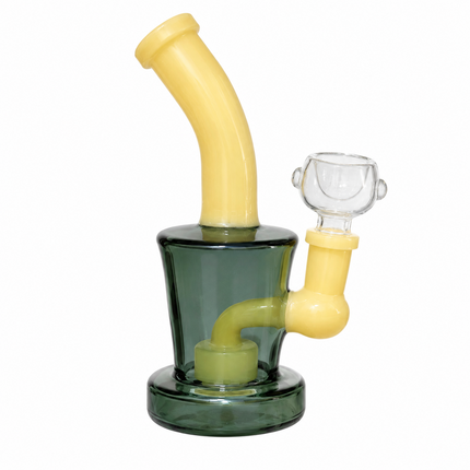 [4PC Bundle] 2 Amber Green 2 Dark Gray Yellow Mini Glass Water Pipe Set 6 Inch