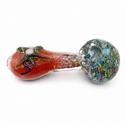 Carnival Flower Glass Spoon Pipe 4 Inch Orange Multicolor Hand Pipe