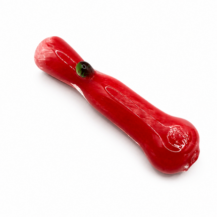 Ruby Emerald Handcraft Glass Chillum Pipe Red Green Accent 3~3.5 inch