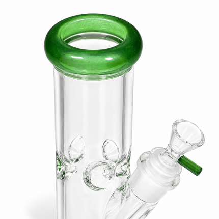 Dark Green Accent Straight Tube Glass Water Pipe Ice Catcher Downstem 10 inch