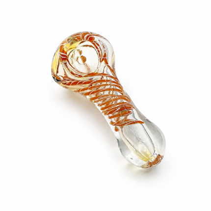 [2PC Bundle] Candy Cane Amber Spiral Handcraft Glass Pipes 3 inch