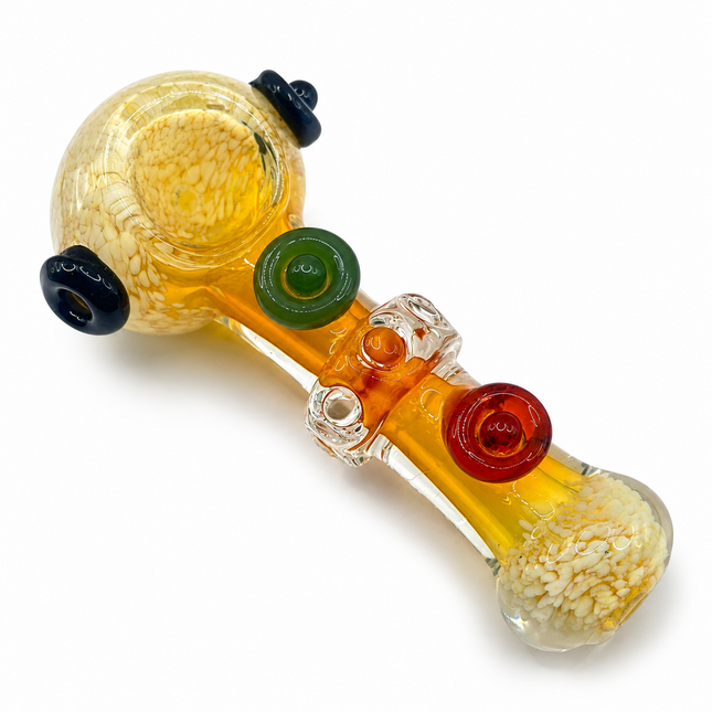 Amber Frit Glass Spoon Pipe Color Accent Knobs 5 Inch Tobacco