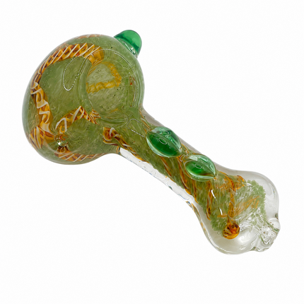 [2PC Bundle] 4 Inch Dragon Coil Glass Hand Pipe Raised Jewel Swirl Design