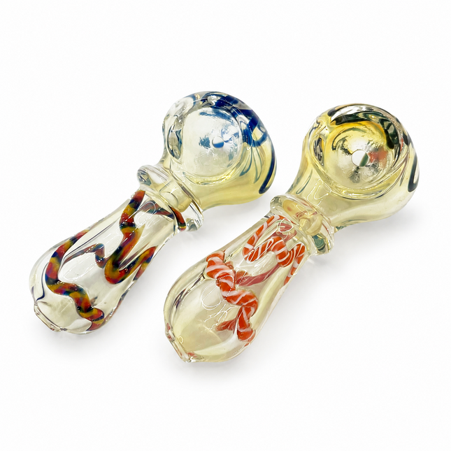[2PC Bundle] Rainbow Amber Twist Handcraft Glass Pipes 3 inch