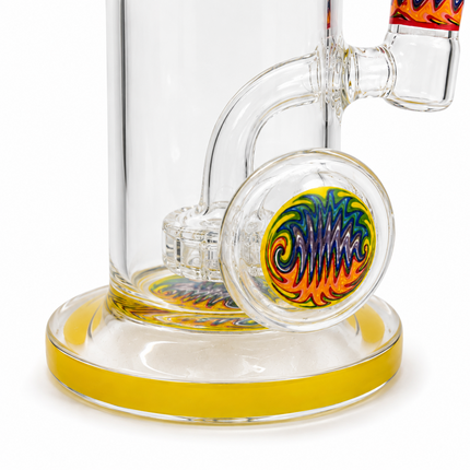 Yellow Rainbow Wig Wag Accent Glass Water Pipe Yellow Base 14mm - 7 inch