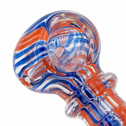 [2PC Bundle] Sunset Patriot Swirl Glass Hand Pipes Orange Red Blue 3 Inch