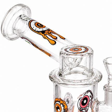 Orange Microscope Eyeball Glass Water Pipe 14mm Bowl 6.5 inch