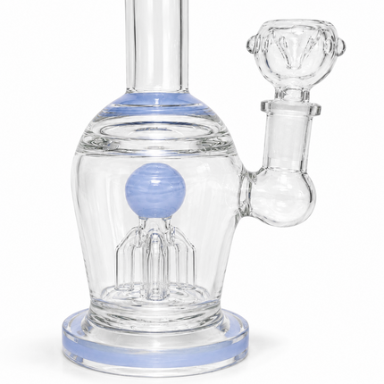 Light Blue Glass Water Pipe Clear Octopus Percolator Tree Perc 7.5 inch
