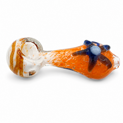 Tangerine Starfall Handcraft Glass Pipe Blue Starfish 4-4.5 inch