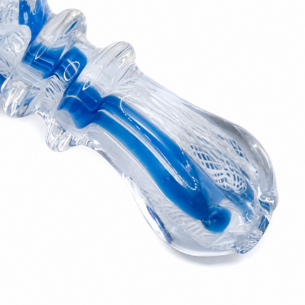 [2PC Bundle] Golden Sky Ribbon Glass Hand Pipes Amber Blue Clear 3 Inch