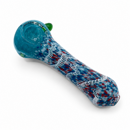 Aqua Patriot Confetti Handcraft Glass Pipe Red White Blue Swirl 4.5 inch