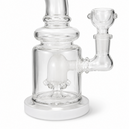 White Accent Glass Water Pipe Clear Multi-Arm Percolator 7.5 inch