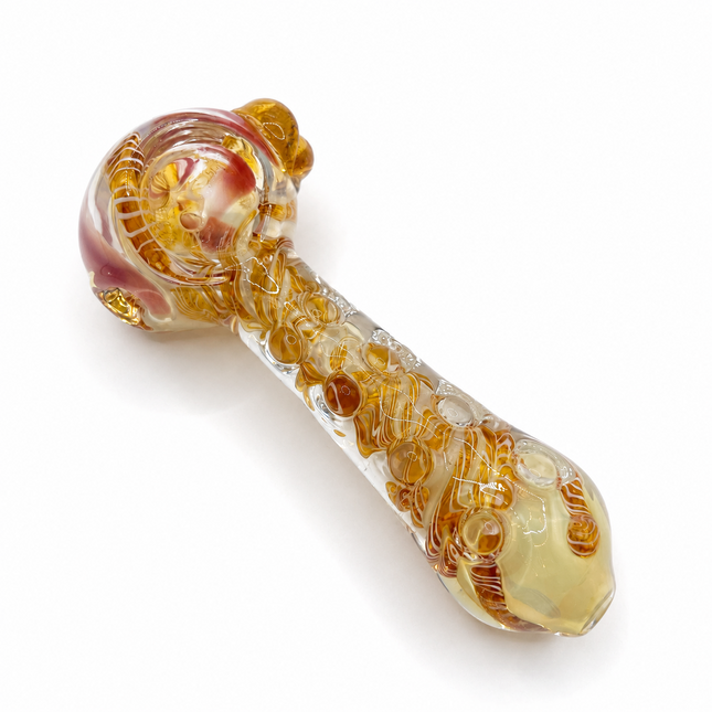 Honey Bloom Glass Spoon Pipe 4 Inch Amber Clear Hand Pipe Bubble Detail