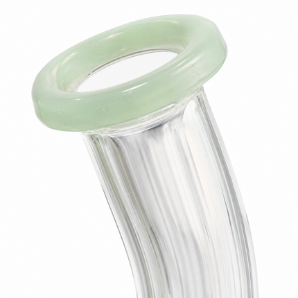 Mint Green Glass Water Pipe Clear Disc Percolator Bent Neck 7 inch