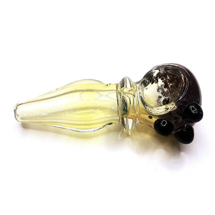 Amber Glass Spoon Pipe with Black Dot Grip – 3.5 Inch Hand Pipe Deep Bowl Raised