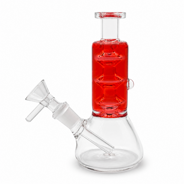Crimson Glycerin Stack Glass Water Pipe with Clear Beaker Base – 6 Inch