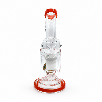 Clear Mini Glass Bong with Red Accents – 6 Inch 14mm Bowl Water Pipe