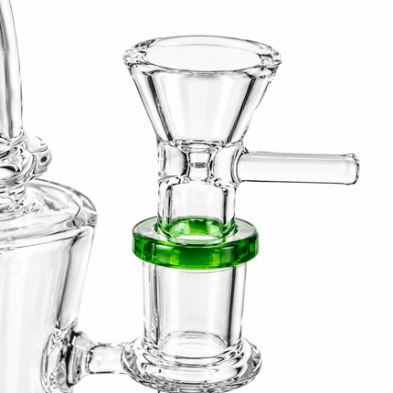 Emerald Mammoth Disc Perc Dandelion Accent Glass Bong Green Blue Clear 10 Inch
