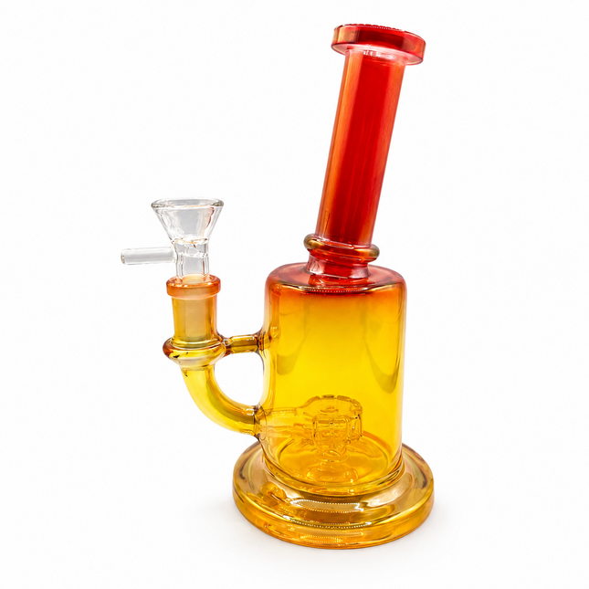 Sunset Chrome Red Yellow Glass Bong Internal Perc 14mm Bowl 8.5 Inch
