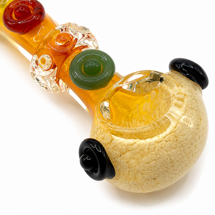 Amber Frit Glass Spoon Pipe Color Accent Knobs 5 Inch Tobacco