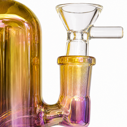 Princess Chrome Gold Purple Glass Bong with Diamond Centerpiece – 7.5 Inch