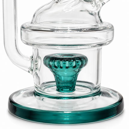 Teal Recycler Glass Water Pipe High Quality 14mm Bowl Curved Neck 11 inch