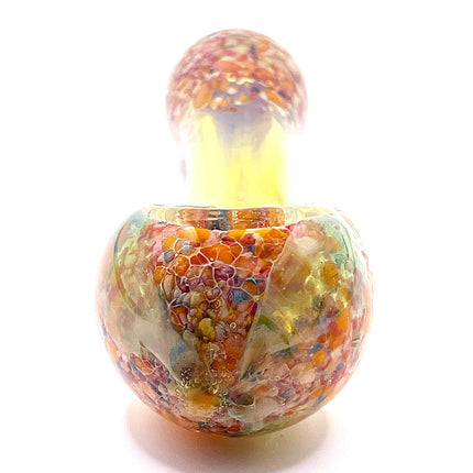 Pastel Confetti Bowl Glass Spoon Pipe with Yellow Handle – 4 Inch Hand Pipe